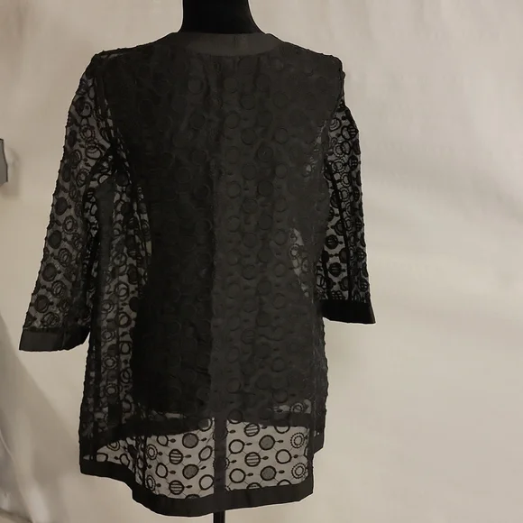 𝅺tahari Arthur S Levine polyester mesh open black blazer with circle design - Picture 4 of 13